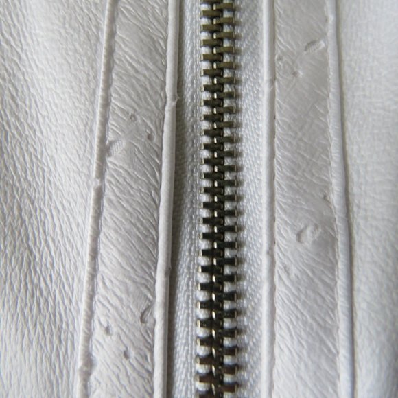 White Tanjay Pleather Bomber Style Jacket With Zippered Front Size 16P - Picture 4 of 11
